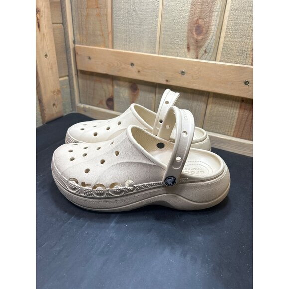 Crocs Womens BAYA Platform Clogs Beige Size 10 Lightweight Comfort Iconic - Picture 6 of 7
